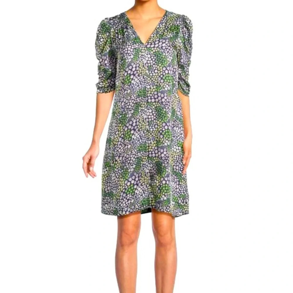 See by Chloe Floral VNeck Multicolor Shift Dress puff sleeve viscose cottagecore